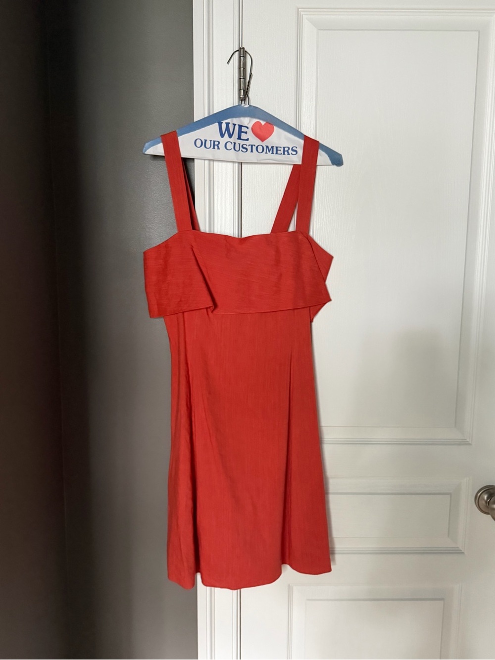 Theory Red Square-Neck Mini Dress
